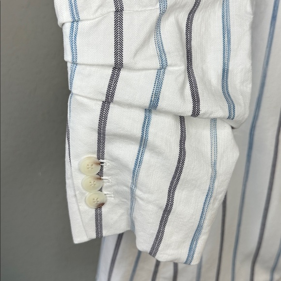Talbots Women's Cinched Cuff Blazer White Black Stripe Cotton Size 16 - Picture 6 of 16